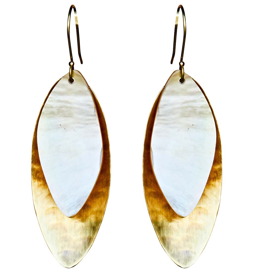 Mother of Pearl and Brass Drop Earrings swatch image