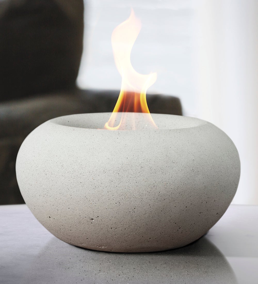 Stone Tabletop Fire Bowl, White