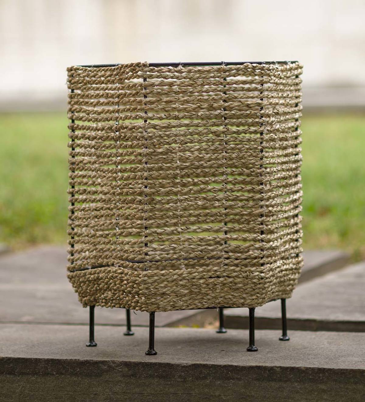 Seagrass Basket Planters with Iron Base, Short