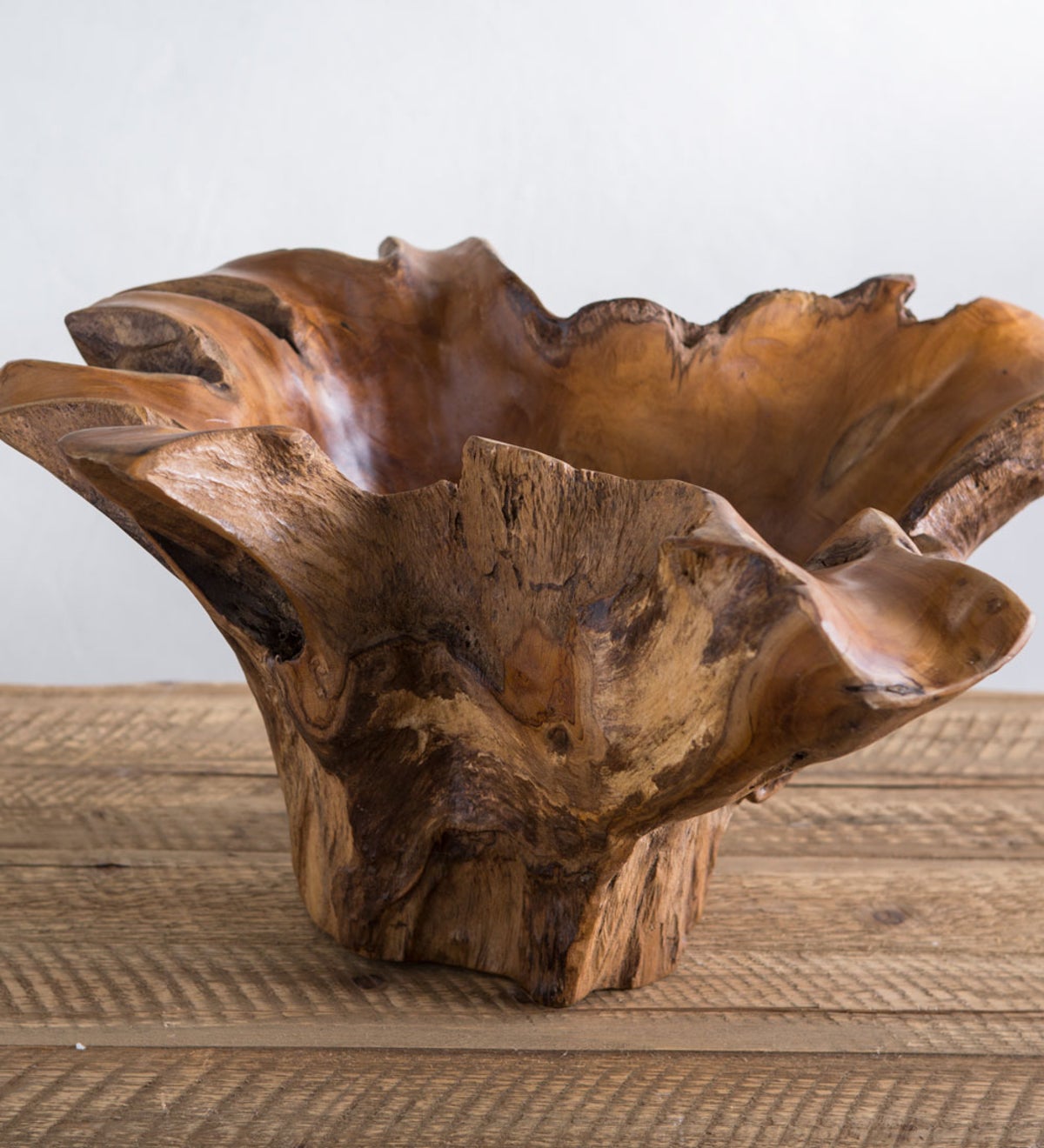 TJ Global Handmade Wood Bowl Rectangular shape Handcarved Natural Root Wood... 