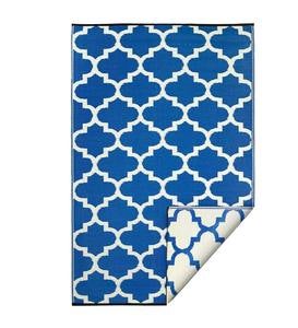 Reversible & Recycled Indoor/Outdoor Rug Tangier Style, 5x8 - Regatta Blue/White