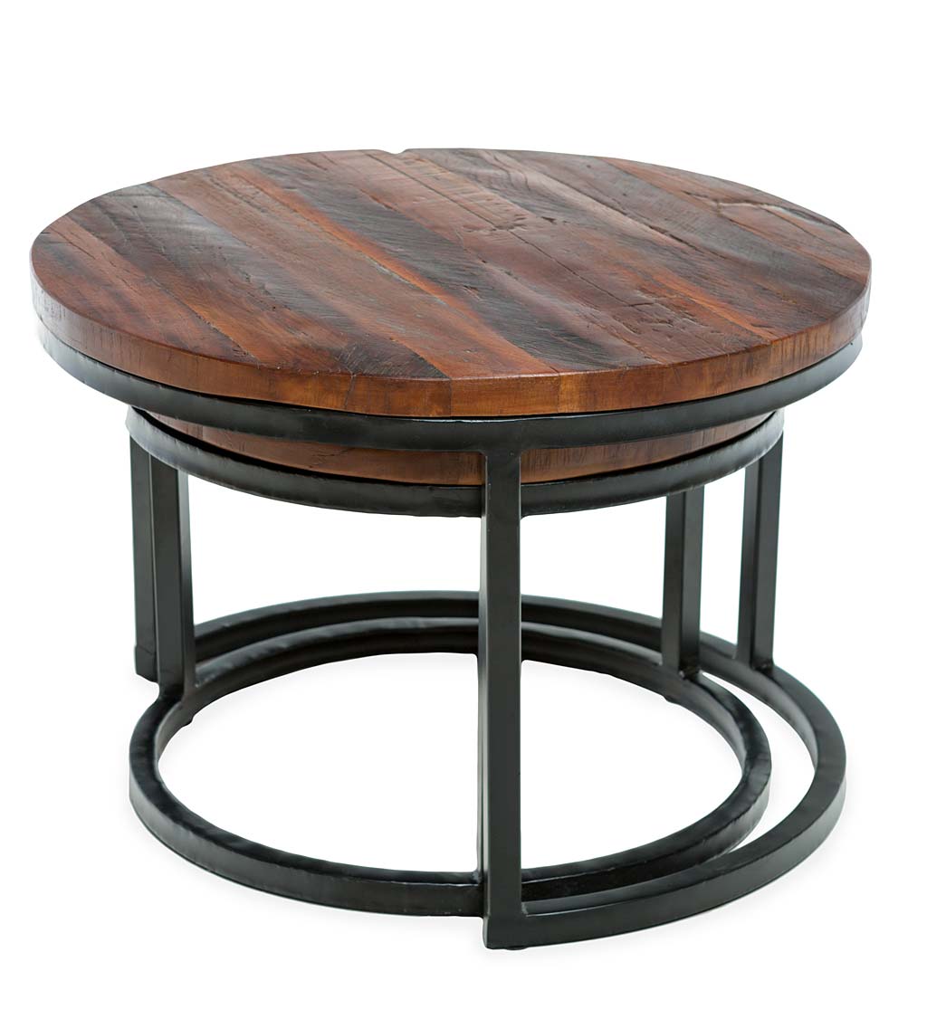 Reclaimed Wood Round Nesting Tables, Set of 2