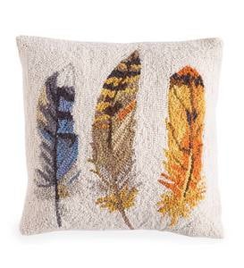 Feather Hooked Wool Pillow
