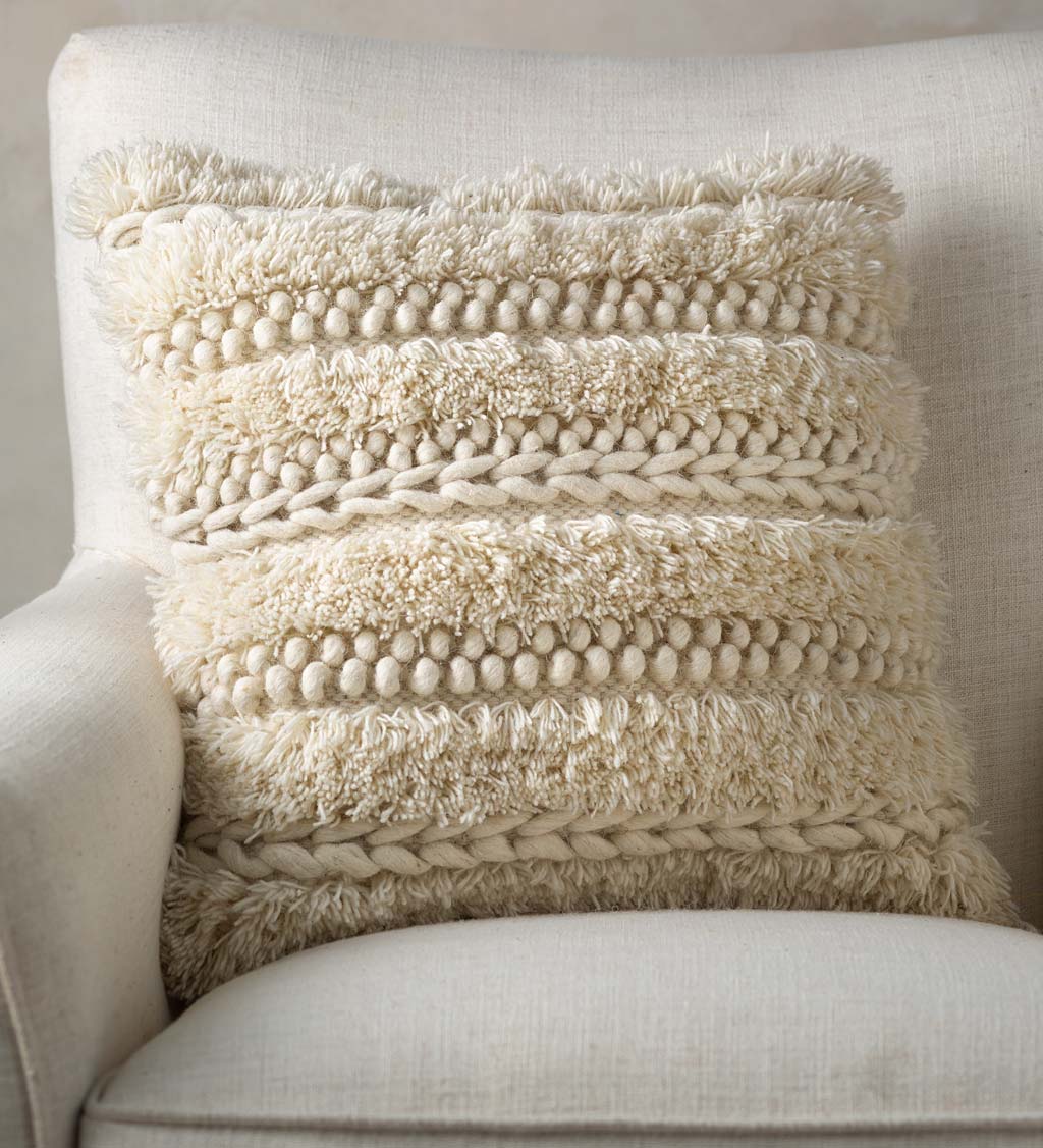 cream textured pillows