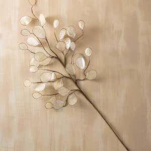 Artisan-Made Floating Feather Metal Wall Art, White and Gold