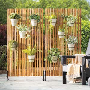 Teak Wood Privacy Screen/ Plant Stand, 5 Rings